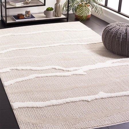 Safavieh 6 ft. 7 in. x 6 ft. 7 in. Trends Flat Weave Square Area Rug Beige & Ivory TRD112B-7SQ